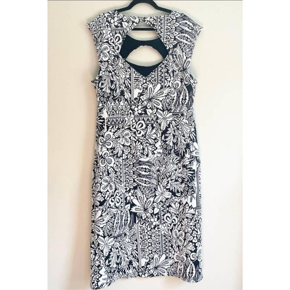 New Anthropologie Jacquard Cut-Out Midi Dress $148 LARGE B&W - Picture 5 of 7